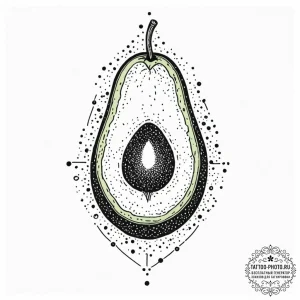 Tattoo sketch, an avocado sliced open to reve... - эскиз тату (№1752442425_0, 13.07.2025 21:33) — tattoo-photo.ru
