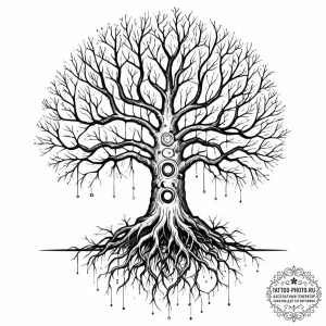 Tattoo sketch, nurturing roots of ai, a deep,... - эскиз тату (№1752442510_0, 13.07.2025 21:35) — tattoo-photo.ru