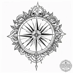 Tattoo sketch, compassion compass: a compass... - эскиз тату (№1752444193_0, 13.07.2025 22:03) — tattoo-photo.ru
