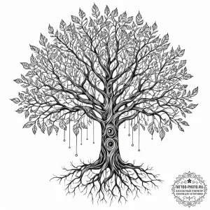 Tattoo sketch, knowledge tree, growing codes,... - эскиз тату (№1752444277_0, 13.07.2025 22:04) — tattoo-photo.ru