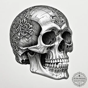 Tattoo sketch, crystal skull decoder: a polis... - эскиз тату (№1752444445_0, 13.07.2025 22:07) — tattoo-photo.ru