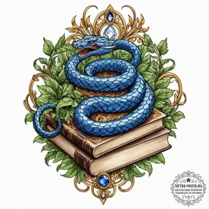 Tattoo sketch, sapphire serpent of secrets, a... - эскиз тату (№1752446045_0, 13.07.2025 22:34) — tattoo-photo.ru