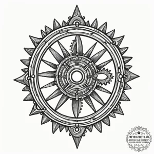 Tattoo sketch, synchronicity gears, two perfe... - эскиз тату (№1752446878_0, 13.07.2025 22:47) — tattoo-photo.ru