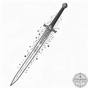 Tattoo sketch, xiphos sword, cosmic edge, an... - эскиз тату (№1752447107_0, 13.07.2025 22:51) — tattoo-photo.ru