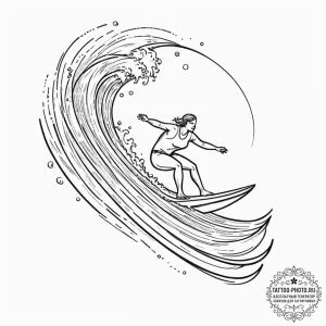 Tattoo sketch, wave of innovation, surfing re... - эскиз тату (№1752447258_0, 13.07.2025 22:54) — tattoo-photo.ru