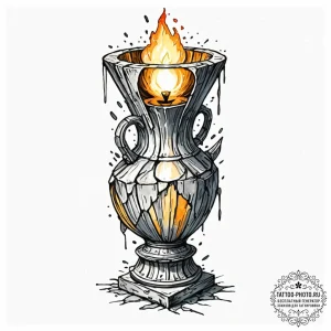 Tattoo sketch, restored artifact, glowing cor... - эскиз тату (№1752447729_0, 13.07.2025 23:02) — tattoo-photo.ru