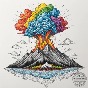 Tattoo sketch, chromatic cataclysm: a dramati... - эскиз тату (№1752448148_0, 13.07.2025 23:09) — tattoo-photo.ru