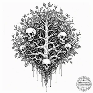 Tattoo sketch, rhizome network of rebirth, an... - эскиз тату (№1752448565_0, 13.07.2025 23:16) — tattoo-photo.ru