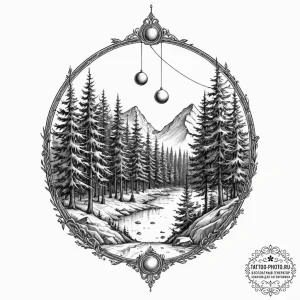 Tattoo sketch, parallel lives pendulum, a cla... - эскиз тату (№1752448818_0, 13.07.2025 23:20) — tattoo-photo.ru