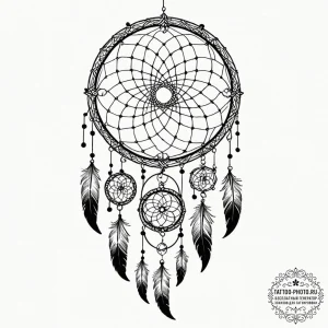 Tattoo sketch, woven dream catcher, abstract... - эскиз тату (№1752448902_0, 13.07.2025 23:21) — tattoo-photo.ru