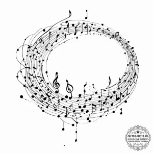 Tattoo sketch, melodic data stream river, a w... - эскиз тату (№1752449736_0, 13.07.2025 23:35) — tattoo-photo.ru