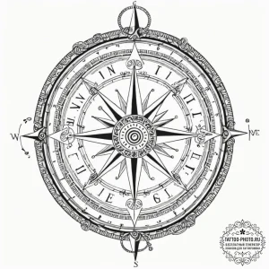 Tattoo sketch, universal language compass, a... - эскиз тату (№1752449989_0, 13.07.2025 23:39) — tattoo-photo.ru
