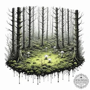 Tattoo sketch, electric forest floor, a fores... - эскиз тату (№1752450492_0, 13.07.2025 23:48) — tattoo-photo.ru