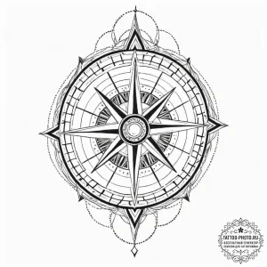 Tattoo sketch, nautical compass, cosmic curre... - эскиз тату (№1752451501_0, 14.07.2025 00:05) — tattoo-photo.ru