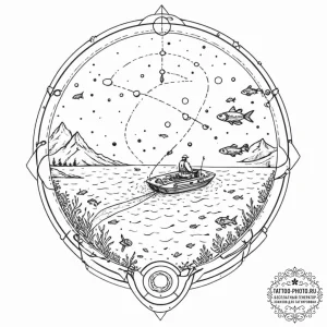 Tattoo sketch, future fisherman, a lone fishe... - эскиз тату (№1752451836_0, 14.07.2025 00:10) — tattoo-photo.ru