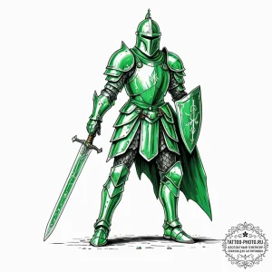 Tattoo sketch, knight of the green code, a po... - эскиз тату (№1752452213_0, 14.07.2025 00:16) — tattoo-photo.ru