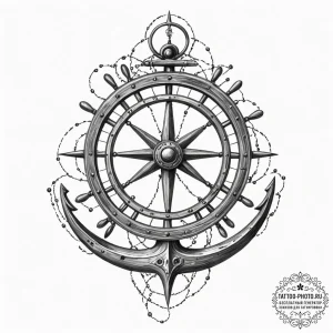 Tattoo sketch, yachtsman's yoke, cosmic curre... - эскиз тату (№1752452589_0, 14.07.2025 00:23) — tattoo-photo.ru