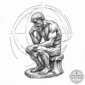 Tattoo sketch, the thinker (rodin), digital c... - эскиз тату (№1752453007_0, 14.07.2025 00:30) — tattoo-photo.ru