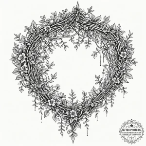 Tattoo sketch, trellis of tangled data, a gar... - эскиз тату (№1752453343_0, 14.07.2025 00:35) — tattoo-photo.ru