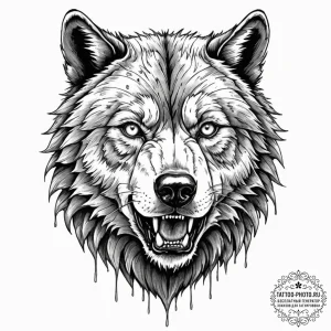Tattoo sketch, feral ai beast, a creature tha... - эскиз тату (№1752453425_0, 14.07.2025 00:37) — tattoo-photo.ru