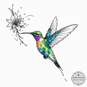 Tattoo sketch, holographic hummingbird, a del... - эскиз тату (№1752454430_0, 14.07.2025 00:53) — tattoo-photo.ru
