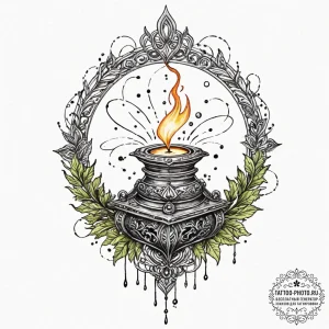 Tattoo sketch, illuminated inkwell, an antiqu... - эскиз тату (№1752455353_0, 14.07.2025 01:09) — tattoo-photo.ru