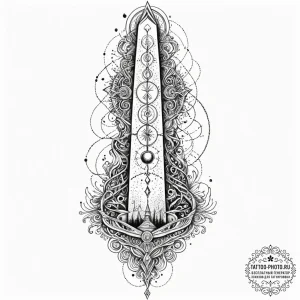 Tattoo sketch, obelisk of quantum truths, a t... - эскиз тату (№1752455778_0, 14.07.2025 01:16) — tattoo-photo.ru