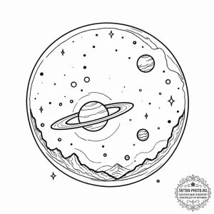 Tattoo sketch, wandering planet, homebound li... - эскиз тату (№1752456030_0, 14.07.2025 01:20) — tattoo-photo.ru