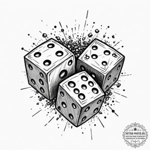 Tattoo sketch, reality's rolling dice (digita... - эскиз тату (№1752456115_0, 14.07.2025 01:21) — tattoo-photo.ru