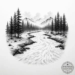 Tattoo sketch, river of forgetfulness, digita... - эскиз тату (№1752457204_0, 14.07.2025 01:40) — tattoo-photo.ru