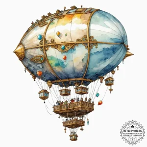 Tattoo sketch, zeppelin of zestful dreams, a... - эскиз тату (№1752458126_0, 14.07.2025 01:55) — tattoo-photo.ru