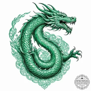 Tattoo sketch, jade dragon, digital roar, a m... - эскиз тату (№1752458460_0, 14.07.2025 02:01) — tattoo-photo.ru