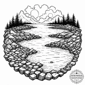 Tattoo sketch, tidal pool of time, a small, s... - эскиз тату (№1752458626_0, 14.07.2025 02:03) — tattoo-photo.ru