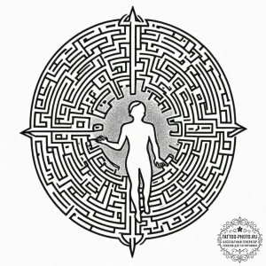 Tattoo sketch, luminous labyrinth of self, a... - эскиз тату (№1752458709_0, 14.07.2025 02:05) — tattoo-photo.ru