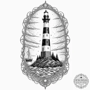 Tattoo sketch, lighthouse, guiding digital sh... - эскиз тату (№1752458875_0, 14.07.2025 02:07) — tattoo-photo.ru