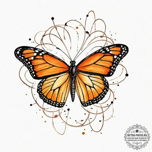 Tattoo sketch, monarch butterfly, migration d... - эскиз тату (№1752458961_0, 14.07.2025 02:09) — tattoo-photo.ru