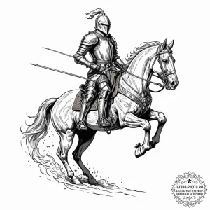 Tattoo sketch, knight of the knowledge stream... - эскиз тату (№1752459381_0, 14.07.2025 02:16) — tattoo-photo.ru