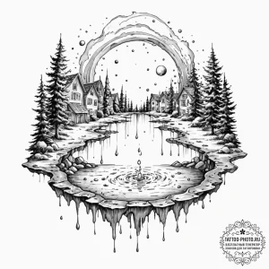 Tattoo sketch, portal in a puddle, a simple,... - эскиз тату (№1752459717_0, 14.07.2025 02:21) — tattoo-photo.ru