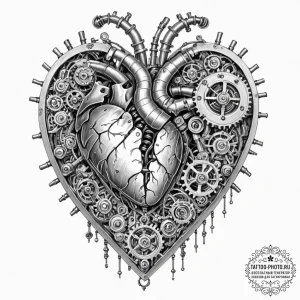 Tattoo sketch, enigma machine heart, a styliz... - эскиз тату (№1752460467_0, 14.07.2025 02:34) — tattoo-photo.ru
