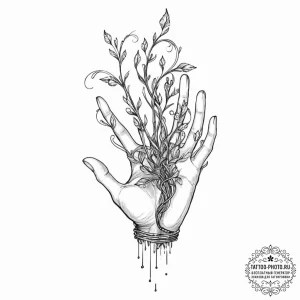 Tattoo sketch, nurturing hand of the digital... - эскиз тату (№1752460718_0, 14.07.2025 02:38) — tattoo-photo.ru