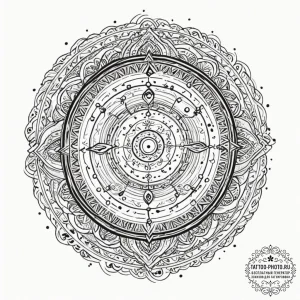Tattoo sketch, tribal drum, cosmic beat, a tr... - эскиз тату (№1752461306_0, 14.07.2025 02:48) — tattoo-photo.ru