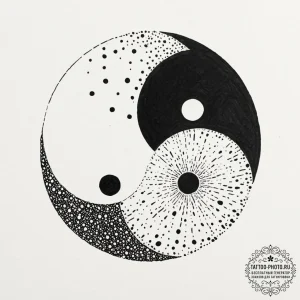 Tattoo sketch, duality of data, a yin-yang sy... - эскиз тату (№1752461472_0, 14.07.2025 02:51) — tattoo-photo.ru
