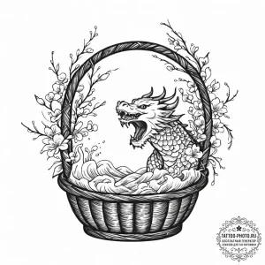 Tattoo sketch, woven basket of wishes (data s... - эскиз тату (№1752461811_0, 14.07.2025 02:56) — tattoo-photo.ru