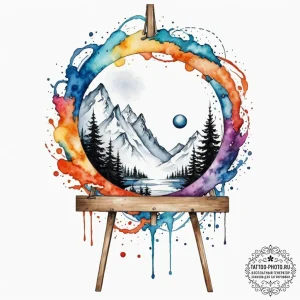 Tattoo sketch, portal painter's canvas, an ar... - эскиз тату (№1752462229_0, 14.07.2025 03:03) — tattoo-photo.ru