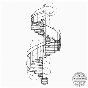 Tattoo sketch, spiral galaxy staircase, a gra... - эскиз тату (№1752462483_0, 14.07.2025 03:08) — tattoo-photo.ru