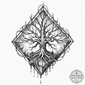 Tattoo sketch, growing crystal of wisdom, a s... - эскиз тату (№1752462568_0, 14.07.2025 03:09) — tattoo-photo.ru