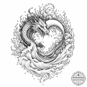Tattoo sketch, tidal wave of transformation (... - эскиз тату (№1752462651_0, 14.07.2025 03:10) — tattoo-photo.ru