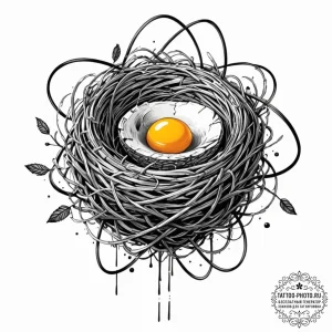 Tattoo sketch, empty nest of innovation, a be... - эскиз тату (№1752463332_0, 14.07.2025 03:22) — tattoo-photo.ru