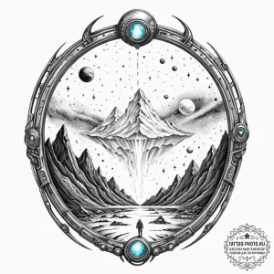 Tattoo sketch, xenith portal frame, a minimal... - эскиз тату (№1752463586_0, 14.07.2025 03:26) — tattoo-photo.ru