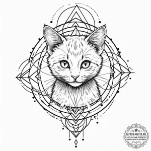 Tattoo sketch, quantum kitten, a playful kitt... - эскиз тату (№1752464344_0, 14.07.2025 03:39) — tattoo-photo.ru
